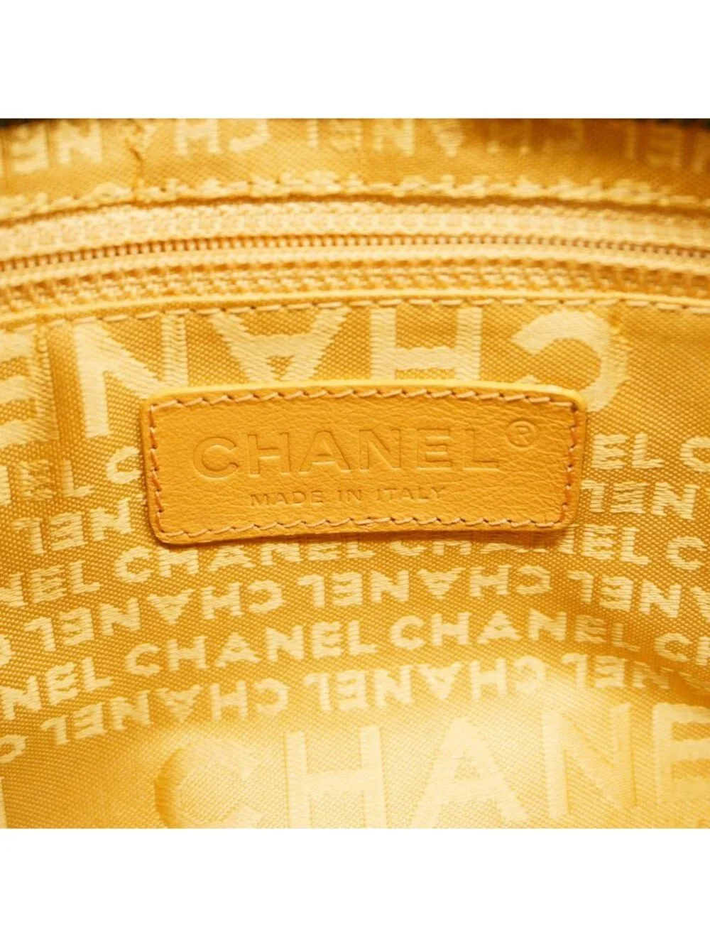 Chanel Chain Tote Bag Lambskin Beige Silver